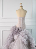 Tineit Pretty Mermaid Strapless Lilac Tulle Long Prom Dresses Party Gown Evening Dress (PRE-ORDER)