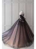 Tineit Pretty Ball Gown Strapless Black Tulle Long Prom Dresses Party Gown Evening Dress (PRE-ORDER)