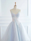 Tineit Pretty Ball Gown Spaghetti Straps Tulle Long Prom Dresses Party Gown Evening Dress (PRE-ORDER)