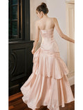 Tineit Pretty Mermaid Spaghetti Straps Pink Long Prom Dresses Party Evening Dress (PRE-ORDER)