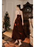 Tineit Pretty Mermaid Spaghetti Straps Burgundy Long Prom Dresses Party Evening Dress (PRE-ORDER)