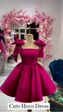 Tineit Elegant A line Straps Hot Pink Party Dress Homecoming Dresses (PRE-ORDER)