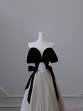 Tineit Pretty Ball Gown Off The Shoulder Black Velvet Long Prom Dresses Party Evening Dress (PRE-ORDER)