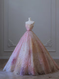 Tineit Pretty Ball Gown Sweetheart Floral Tulle Long Prom Dresses Party Gown Evening Dress (PRE-ORDER)