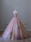 Tineit Pretty Ball Gown Sweetheart Floral Tulle Long Prom Dresses Party Gown Evening Dress (PRE-ORDER)