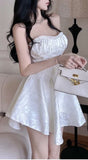 Tineit Sexy A line Strapless Short White Lace Homecoming Dress (PRE-ORDER)