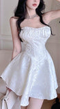 Tineit Sexy A line Strapless Short White Lace Homecoming Dress (PRE-ORDER)