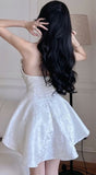 Tineit Sexy A line Strapless Short White Lace Homecoming Dress (PRE-ORDER)