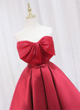 Tineit Red Satin Short Prom Dress Lovely Red Knee Length Homecoming Dress (PRE-ORDER)