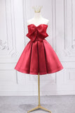 Tineit Red Satin Short Prom Dress Lovely Red Knee Length Homecoming Dress (PRE-ORDER)