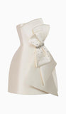 Tineit Simple Sheath Strapless Ivory Satin Homecoming Dress (PRE-ORDER)