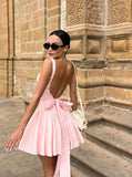 Tineit Backless Mini Gown Dress Sexy Homecoming Dress Birthday Outfits (PRE-ORDER)