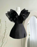 Tineit Cute A Line V Neckline Black Short Homecoming Dress (PRE-ORDER)