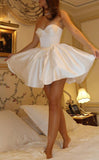 Tineit A-Line Strapless Sleeveless Back Zipper White Short Homecoming Dress (PRE-ORDER)