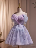 Tineit Cute Ball Gown Off The Shoulder Lilac Party Dress Homecoming Dresses (PRE-ORDER)