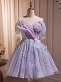 Tineit Cute Ball Gown Off The Shoulder Lilac Party Dress Homecoming Dresses (PRE-ORDER)