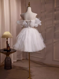 Tineit Cute Ball Gown Spaghetti Straps White Tulle Party Dress Homecoming Dresses (PRE-ORDER)