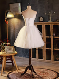 Tineit Elegant Ball Gown Straplesss Tulle Party Dress White Homecoming Dresses (PRE-ORDER)