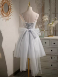 Tineit Elegant Ball Gown Straps Tulle Party Dress Gray Homecoming Dresses (PRE-ORDER)