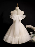 Tineit Elegant Ball Gown Spaghetti Straps Party Dress White Homecoming Dresses (PRE-ORDER)