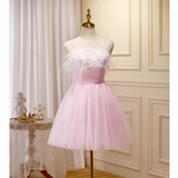 Tineit Elegant Ball Gown Spaghetti Straps Party Dress Pink Homecoming Dresses (PRE-ORDER)