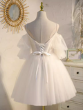 Tineit Elegant Ball Gown Straps Tulle Party Dress White Homecoming Dresses (PRE-ORDER)