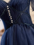 Tineit Elegant Ball Gown Straps Tulle Party Dress Navy Blue Homecoming Dresses (PRE-ORDER)