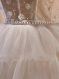 Tineit Elegant Ball Gown Strapless Tulle Party Dress White Homecoming Dresses (PRE-ORDER)