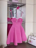 Tineit Sexy A Line Straps Pink Birthday Dress Short Homecoming Dresses (PRE-ORDER)