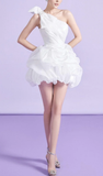 Tineit Simple Sheath One Shoulder Short Birthday Dress White Homecoming Dresses (PRE-ORDER)