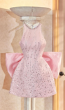 Tineit Simple A Line Scoop Short Birthday Dress Pink Homecoming Dresses (PRE-ORDER)