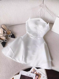 Tineit Simple A Line Spaghetti Straps Short Birthday Dress White Homecoming Dresses (PRE-ORDER)