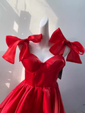 Tineit Simple A Line Spaghetti Straps Short Birthday Dress Red Homecoming Dresses (PRE-ORDER)