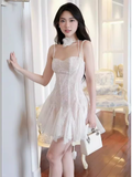 Tineit Simple A Line Straps Lace Short Birthday Dress Champagne Homecoming Dresses (PRE-ORDER)