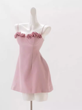 Tineit Simple A Line Straps Short Birthday Dress Pink Homecoming Dresses (PRE-ORDER)