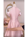 Tineit Simple A Line Scoop Neckline Short Birthday Outfits Pink Homecoming Dresses (PRE-ORDER)