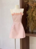 Tineit Cute A Line Spaghetti Straps Short Birthday Dress Pink Homecoming Dresses (PRE-ORDER)