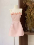 Tineit Cute A Line Spaghetti Straps Short Birthday Dress Pink Homecoming Dresses (PRE-ORDER)