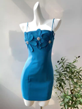 Tineit Simple A line Spaghetti Straps Blue Birthday Dress Homecoming Dresses (PRE-ORDER)