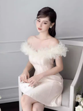 Tineit Simple A-Line Off The Shoulder Tulle Short Birthday Outfits Homecoming Dress (PRE-ORDER)