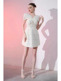 Tineit Simple A-Line Lace Short Birthday Outfits White Homecoming Dress (PRE-ORDER)