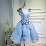 Tineit Elegant Ball Gown Blue Birthday Outfits Tulle Homecoming Dresses With Butterfly (PRE-ORDER)