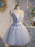 Tineit Cute Ball Gown Straps Gray Birthday Outfits Tulle Homecoming Dresses (PRE-ORDER)