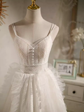 Tineit Cute Ball Gown Straps White Birthday Outfits Tulle Lace Homecoming Dresses (PRE-ORDER)