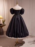 Tineit Vintage Ball Gown Off The Shoulder Black Birthday Outfits Lace Homecoming Dresses (PRE-ORDER)