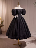 Tineit Vintage Ball Gown Off The Shoulder Black Birthday Outfits Lace Homecoming Dresses (PRE-ORDER)