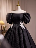 Tineit Vintage Ball Gown Off The Shoulder Black Birthday Outfits Lace Homecoming Dresses (PRE-ORDER)