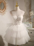 Tineit Simple A line Short Birthday Dress White Homecoming Dresses With Beads (PRE-ORDER)