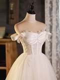 Tineit Vintage Ball Gown Off The Shoulder White Birthday Outfits Lace Homecoming Dresses (PRE-ORDER)