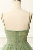 Tineit Chic Straps Pleated A-line Sage Green Homecoming Dress (PRE-ORDER)